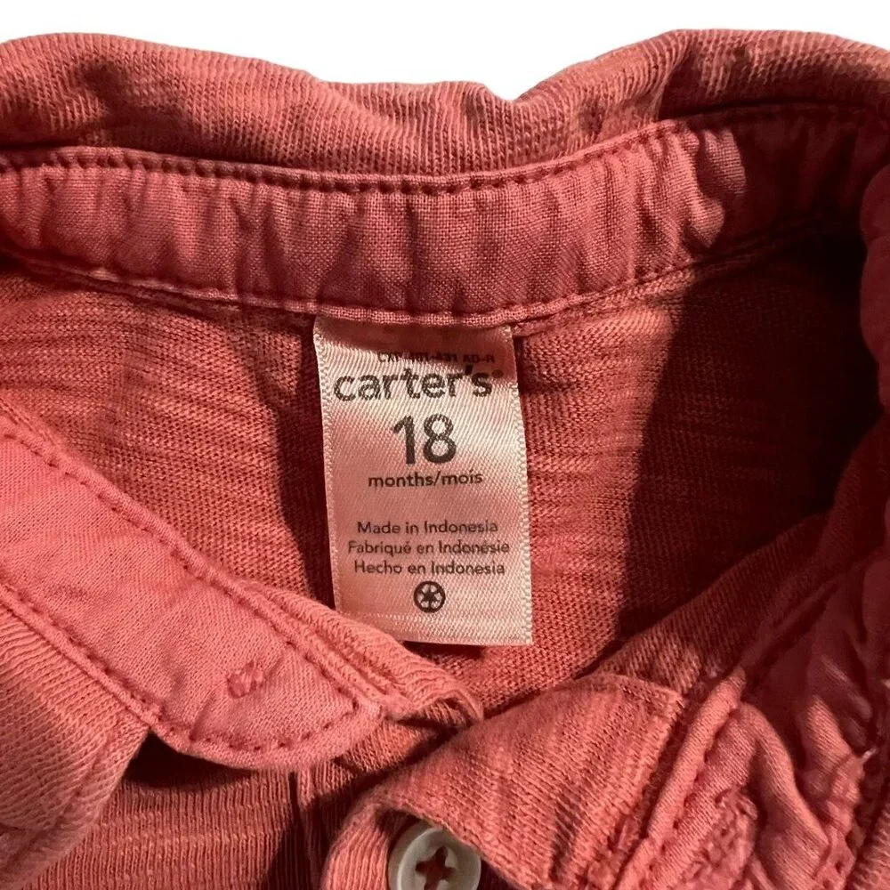 Carter's 18m Rust Red Slub Cotton Polo Shirt
